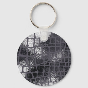Metallic Black Snake Skin: Elegant Texture Keychain