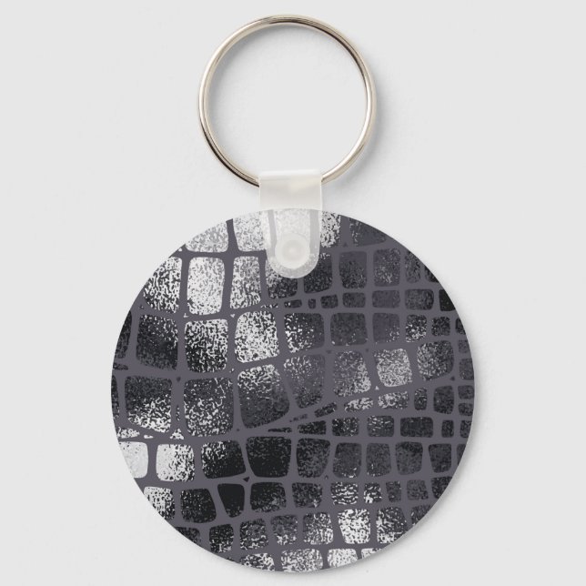 Metallic Black Snake Skin: Elegant Texture Keychain (Front)