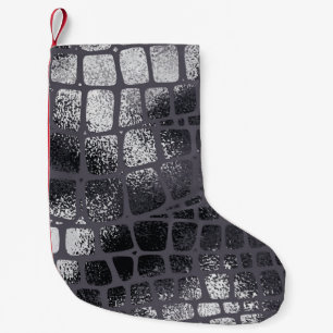 Metallic Black Snake Skin: Elegant Texture Small Christmas Stocking