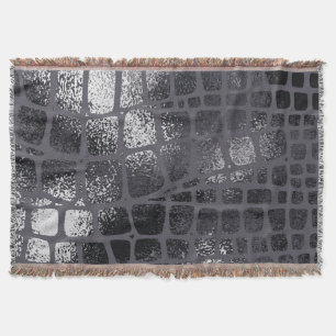 Metallic Black Snake Skin: Elegant Texture Throw Blanket