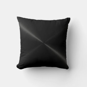 Metallic Black Stainless Steel Metal Look Throw Pillow
