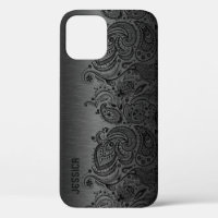 Metallic Black With Black Paisley Lace
