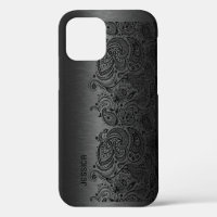 Metallic Black With Black Paisley Lace