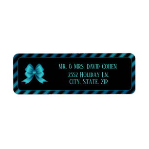 Metallic Blue Bow & Diagonal Stripes