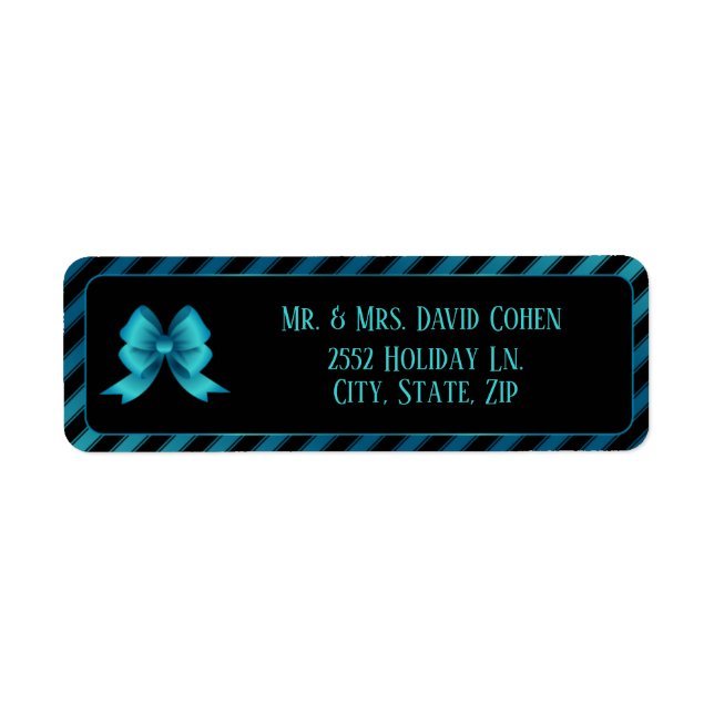 Metallic Blue Bow & Diagonal Stripes (Front)