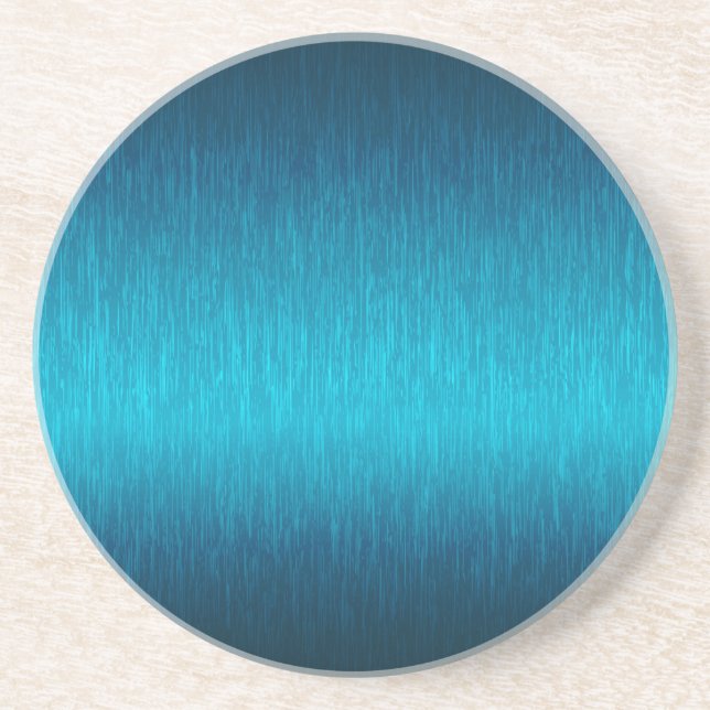 Metallic Blue Brushed Aluminum Look Coaster (Front)