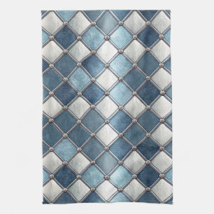 Metallic Blue Diamond - Geometric Industrial Kitchen Towel