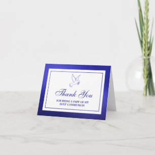 Metallic Blue Dove Holy Communion Or Confirmation Thank You Card