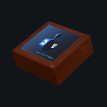 Metallic Blue Dreidel Gift Box<br><div class="desc">A modernistic, metallic blue dreidel against a dark, night-like background. Two of the Hebrew letters found on a dreidel, nun and shin, glow brightly. Add your own text.</div>