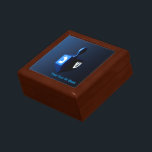 Metallic Blue Dreidel Gift Box<br><div class="desc">A modernistic,  metallic blue dreidel against a dark,  night-like background.  Two of the Hebrew letters found on a dreidel,  nun and shin,  glow brightly.  Add your own text.</div>