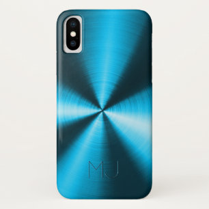 Metallic Blue Faux Stainless Steel Look-Monogram Case-Mate iPhone Case