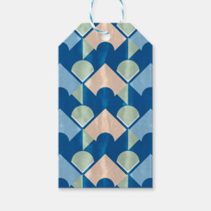 Metallic blue geometric diamond shapes  gift tags