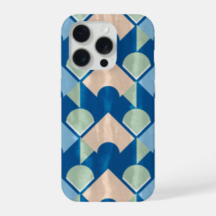 Metallic blue geometric diamond shapes iPhone 15 pro case