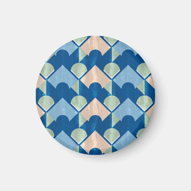 Metallic blue geometric diamond shapes magnet (Front)