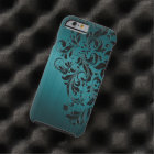 Metallic Blue-Green Brushed Aluminum & Black Lace