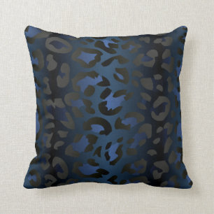 Metallic Blue Leopard Skin Pillow
