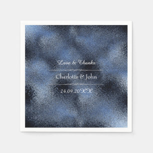 Metallic Blue Navy Glass Wedding Event Bridal Napkin