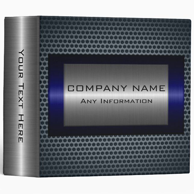 Metallic Blue Stainless Grey Steel Hole Look Binder (Front/Spine)