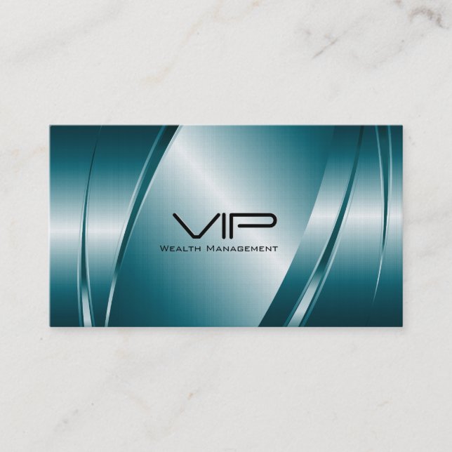Metallic Blue-Stainless Steel look Business Card (Front)