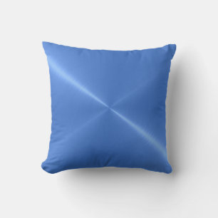Metallic Blue Stainless Steel Metal Look Throw Pillow