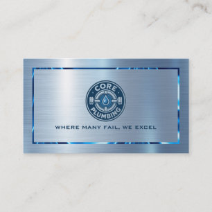 Metallic  Blue Texture Stainless Steel Look Business Card