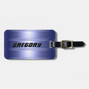Metallic Blue Tones Stripes Pattern 2 Luggage Tag