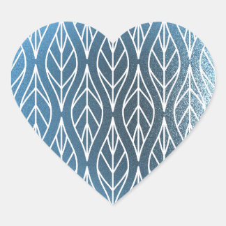 Metallic Blue White Stylish Heart Sticker