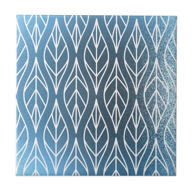 Metallic Blue White Stylish Tile (Front)