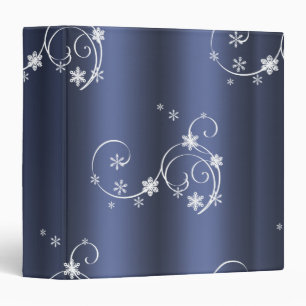 Metallic Blue, White Swirls Christmas Binder