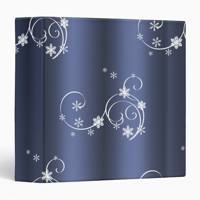 Metallic Blue, White Swirls Christmas Binder (Front/Spine)