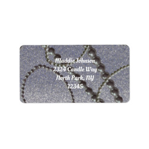 Metallic Blue With Pearls Address Label