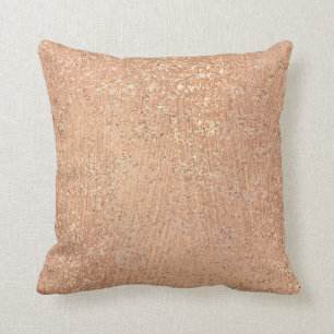 Metallic Blush Rose Gold Makeup Sparkly Copper Throw Pillow