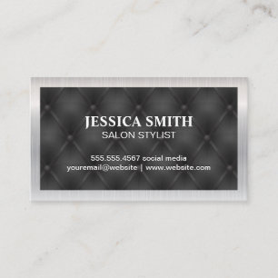 Metallic Border   Black Upholstered Background Business Card