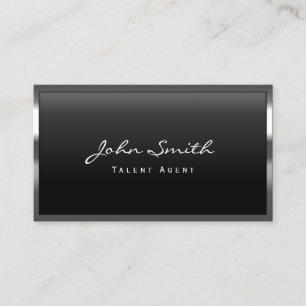 Metallic Border Professional Talent Agent Business Card