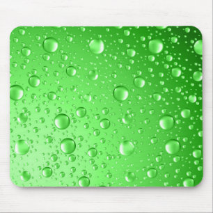 Metallic Bright Green Abstract Rain Drops Mouse Pad