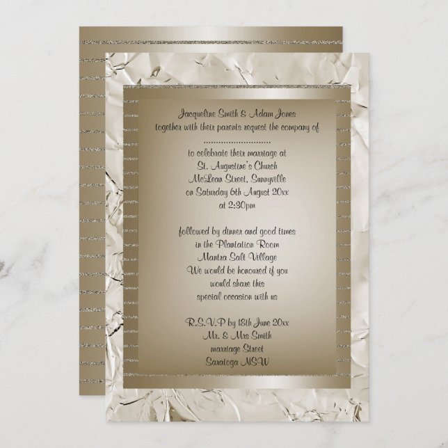 Metallic Bronze Gold Elegant WEDDING Invitation (Front/Back)