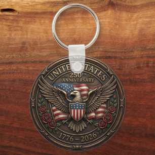 Metallic Bronze United Staes 250th Anniversary  Keychain