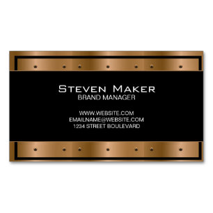 Metallic Bronze with Rivets   Black Border Magnetic Business Card