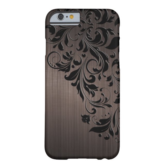 Metallic Brown Brushed Aluminum & Black Lace Case-Mate iPhone Case (Back)