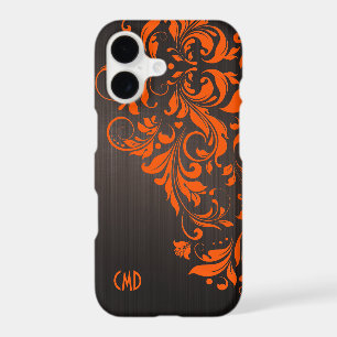 Metallic Brown Brushed Aluminum & Orange Lace