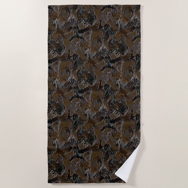Metallic Brown Camouflage Beach Towel (Front)