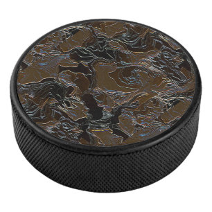 Metallic Brown Camouflage Hockey Puck