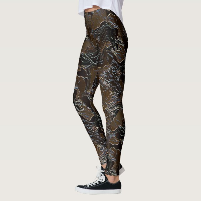 Metallic Brown Camouflage Leggings (Left)