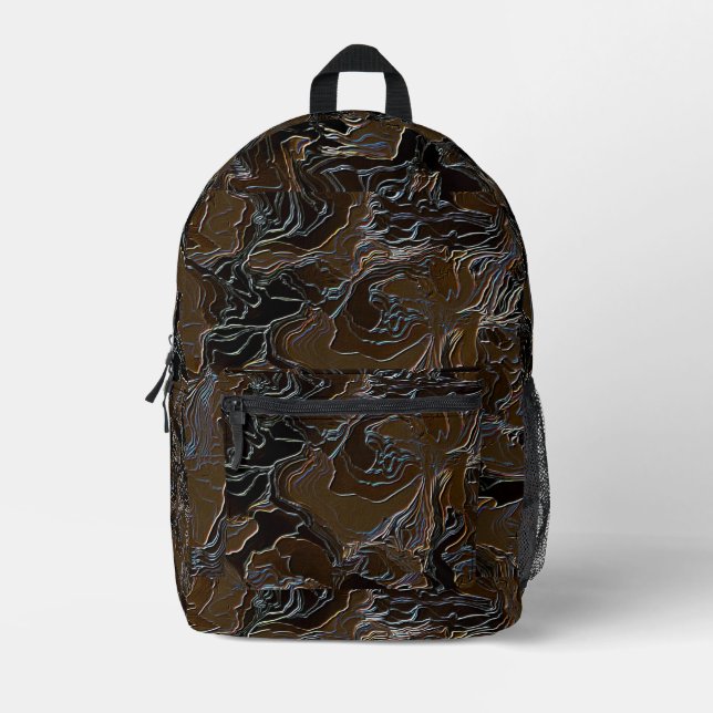 Metallic Brown Camouflage Printed Backpack (Front)