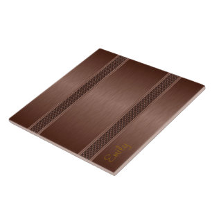 Metallic Brown Tones Brushed Aluminum Look 2 Tile