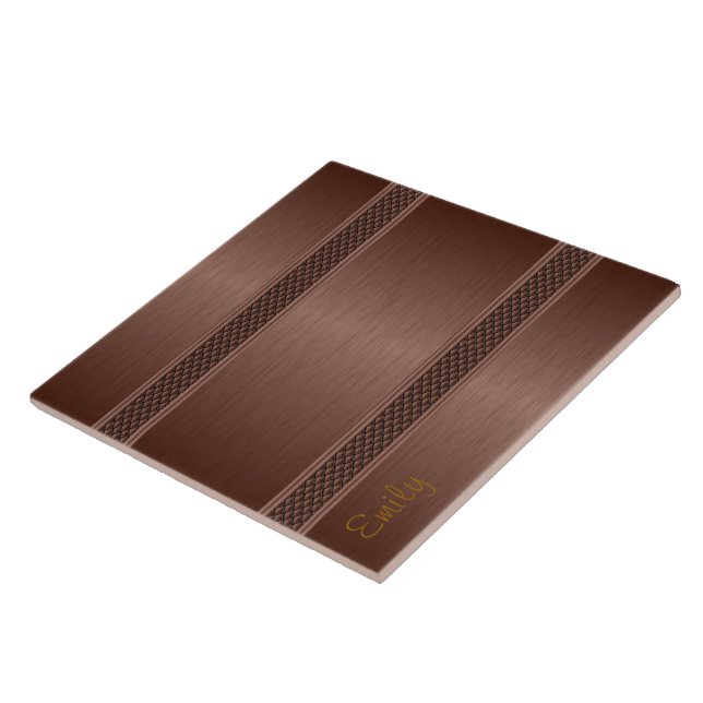 Metallic Brown Tones Brushed Aluminum Look 2 Tile (Side)
