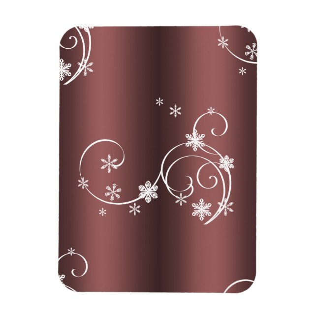 Metallic Brown White Swirls Christmas Magnet (Vertical)