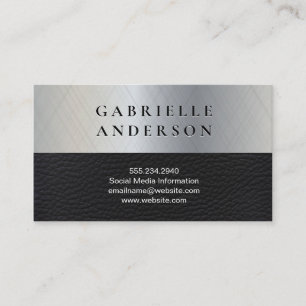 Metallic Brush   Leather Business Card