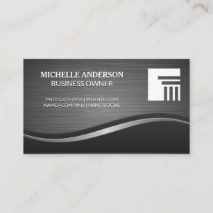 Metallic Brushed and Wave Background   Pillar Icon Business Card
