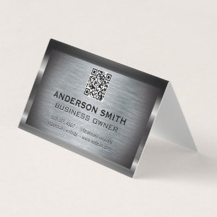 Metallic Brushed Background QR Code Business Card